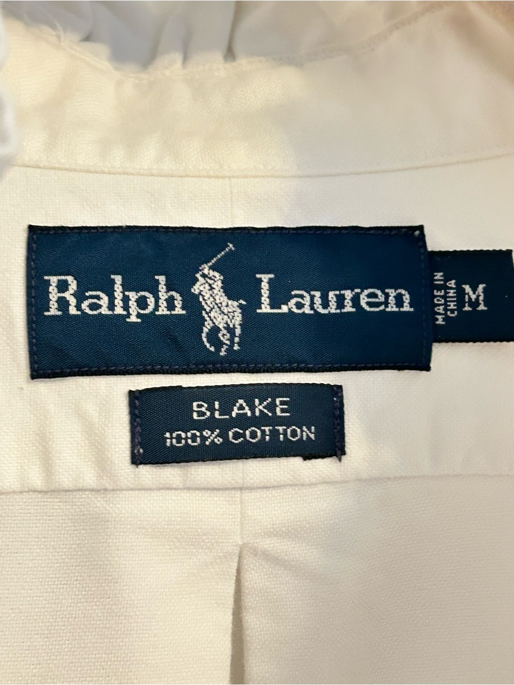 Upcycled Ralph Lauren White Button-Down Shirt Embroidered Polo Bear Pocket Med - Picture 4 of 10